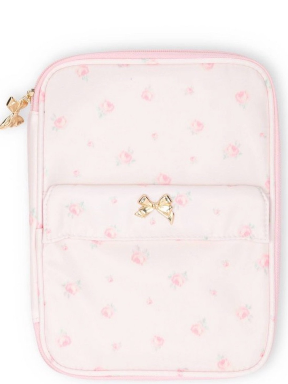 Love Shack Fancy Yoobi tech organizer pink floral Gold Bow Accent